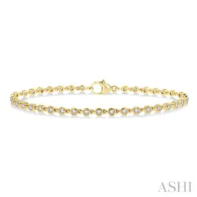 1 ctw Bezel Set Round Cut Diamond Tennis Bracelet in 14K Yellow Gold