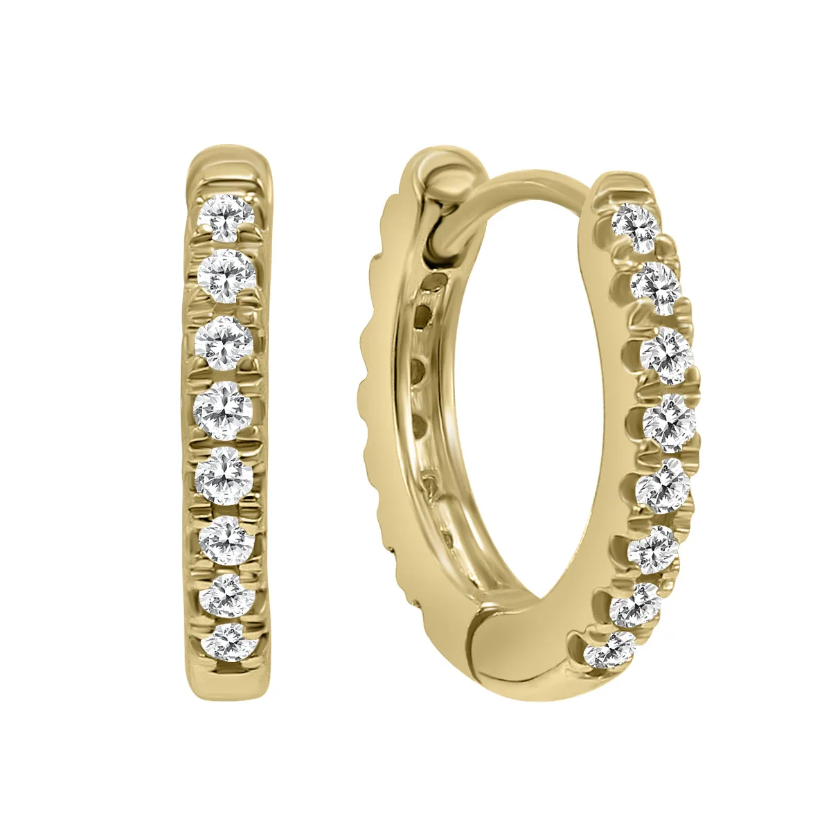 1/10 Carat TW Small Diamond Huggie Hoop Earrings in 10K Yellow Gold