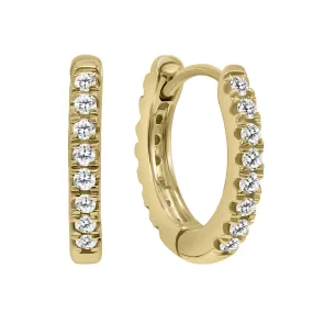 1/10 Carat TW Small Diamond Huggie Hoop Earrings in 10K Yellow Gold