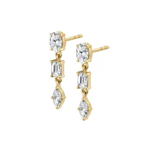 1.20ctw Diamond Montage 3 Stone Drop Earrings