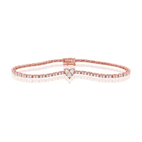 14K Gold & Diamond Heart Tennis Bracelet- 1.24 ct.