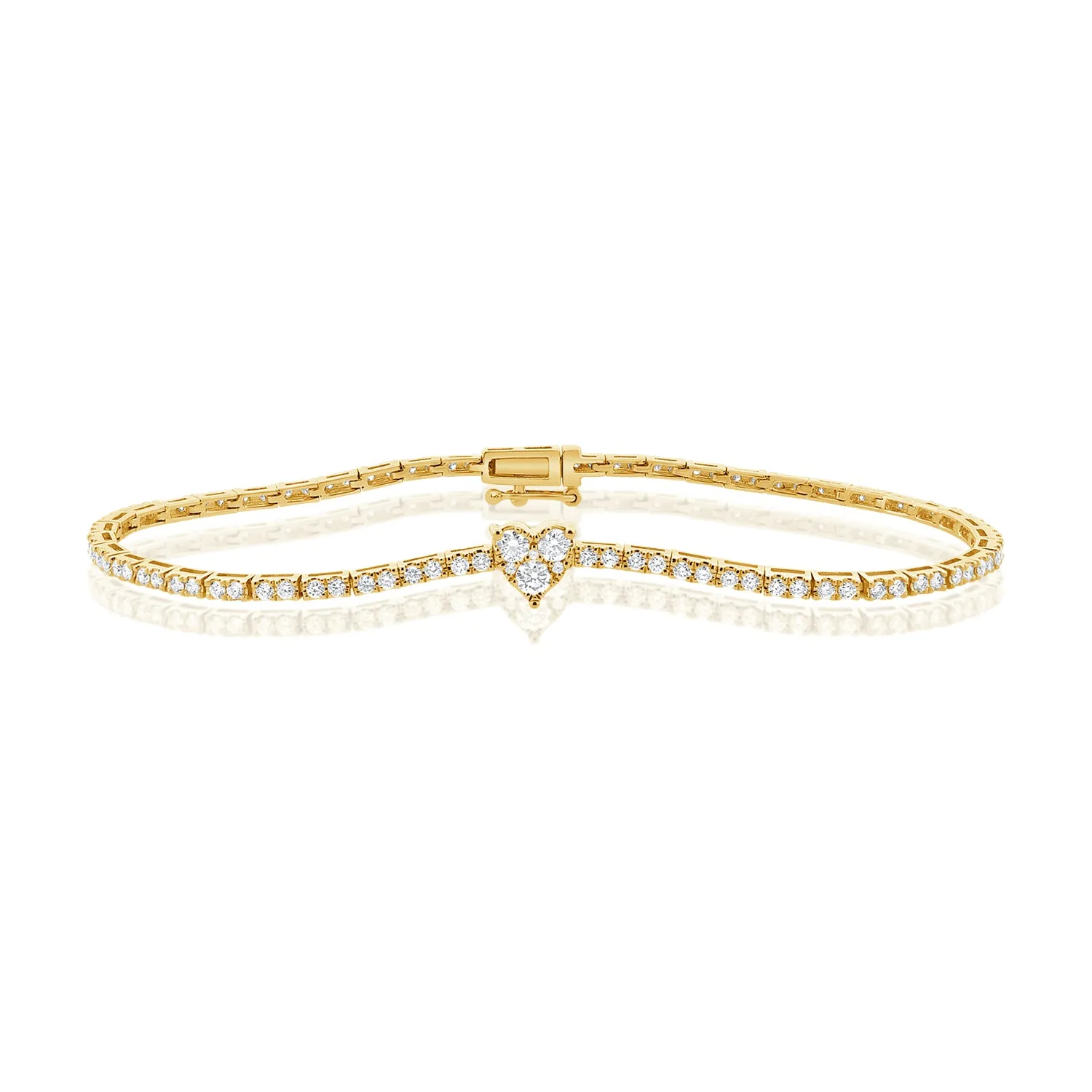 14K Gold & Diamond Heart Tennis Bracelet- 1.24 ct.