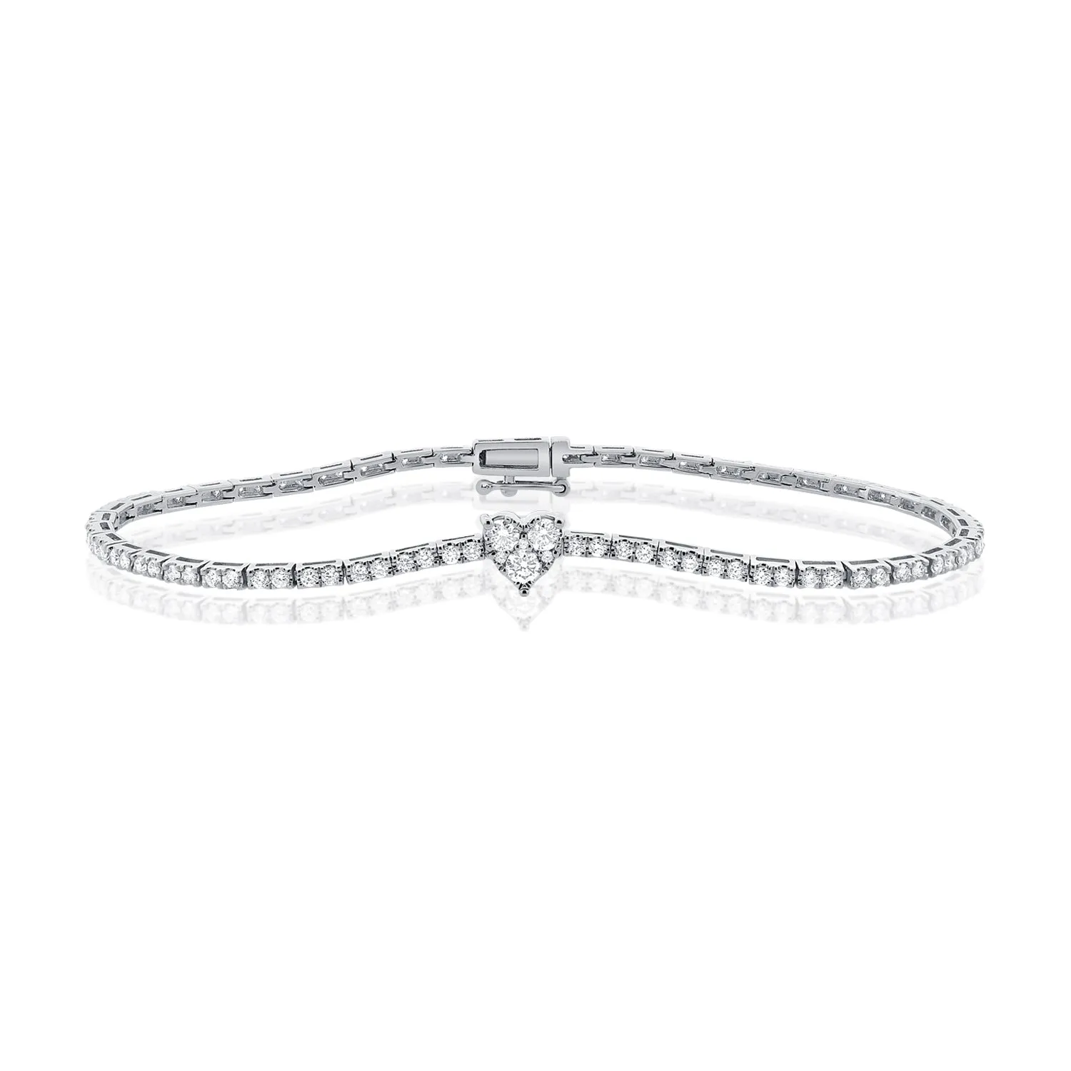 14K Gold & Diamond Heart Tennis Bracelet- 1.24 ct.