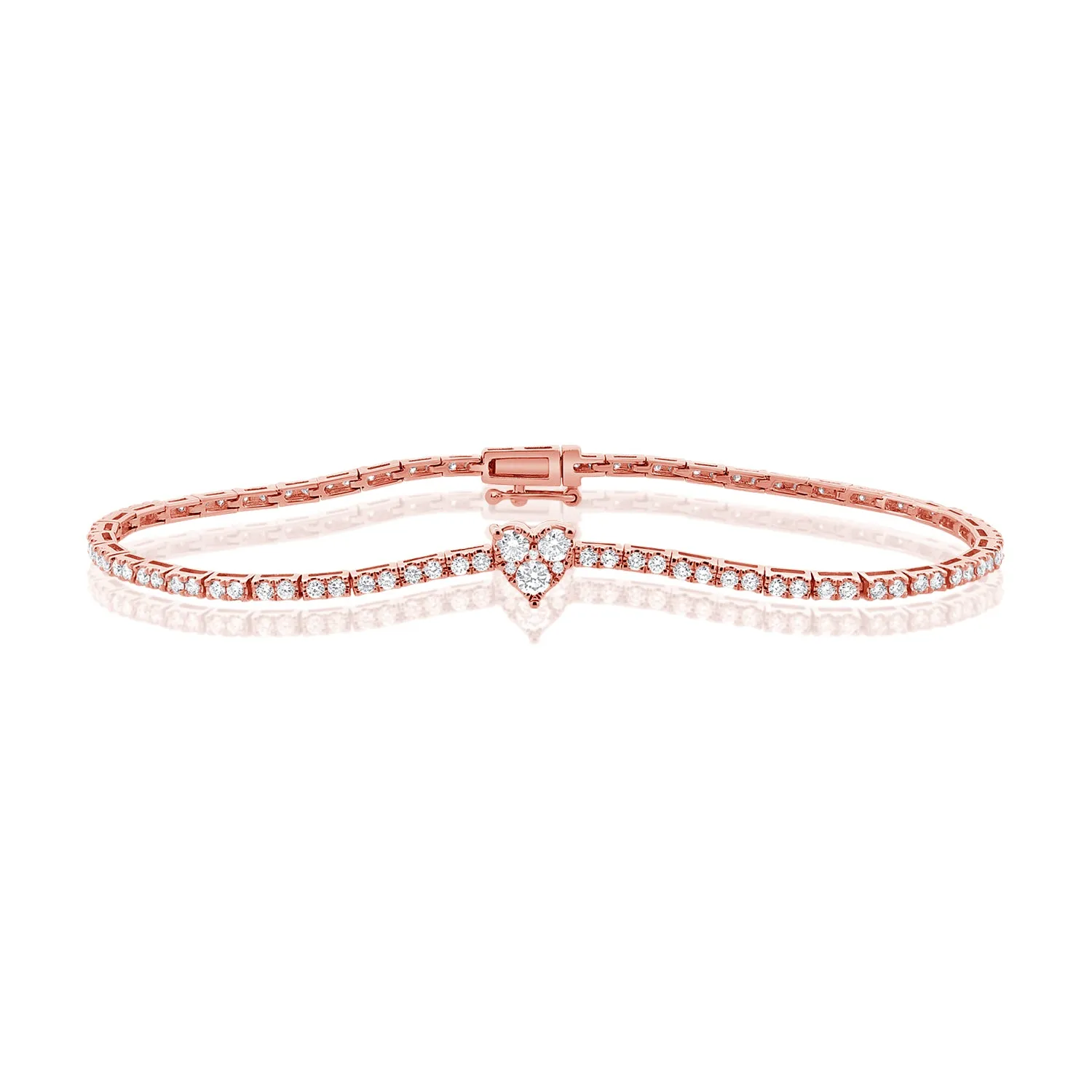 14K Gold & Diamond Heart Tennis Bracelet- 1.24 ct.