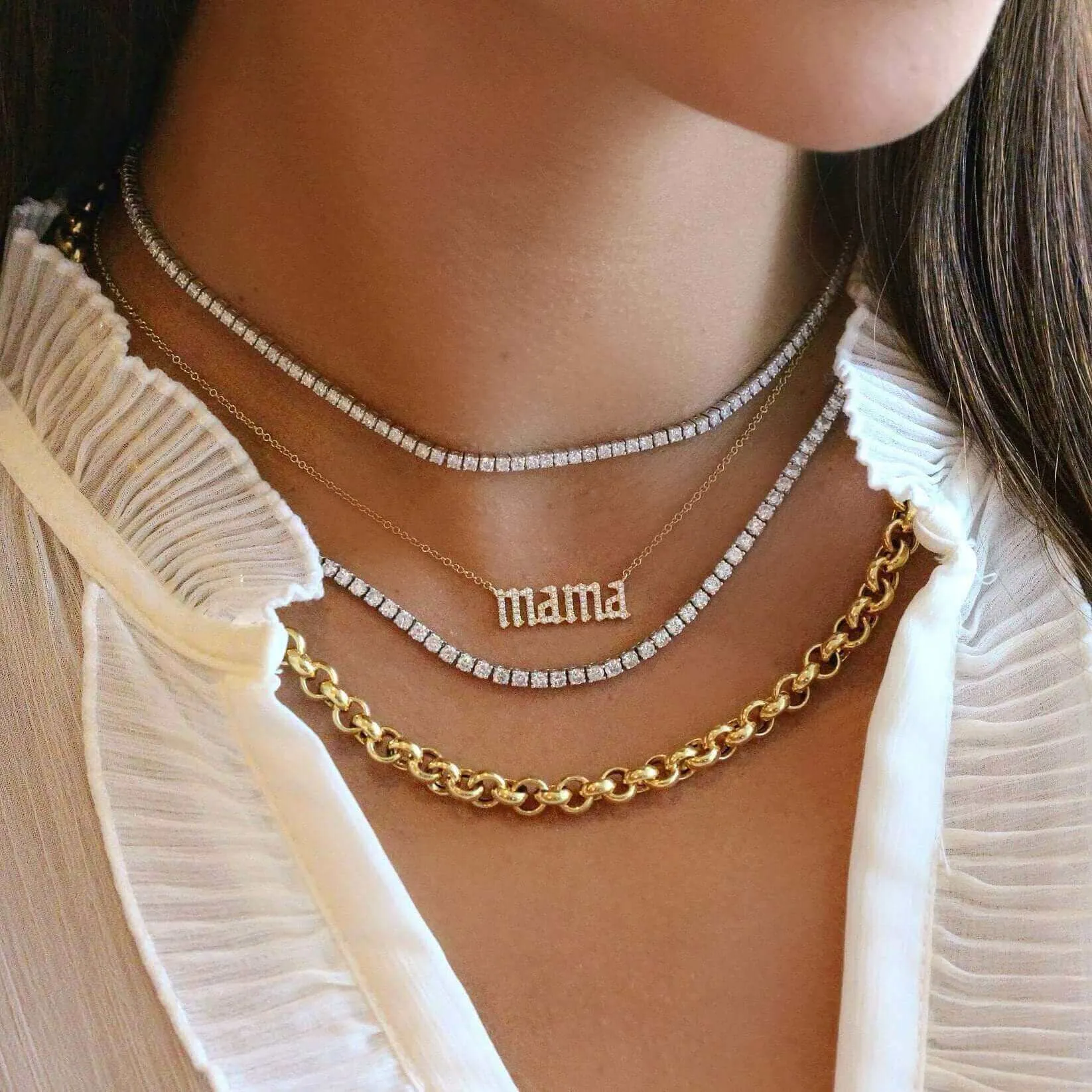 14K Gold Classic Lab-Grown Diamond Tennis Necklace