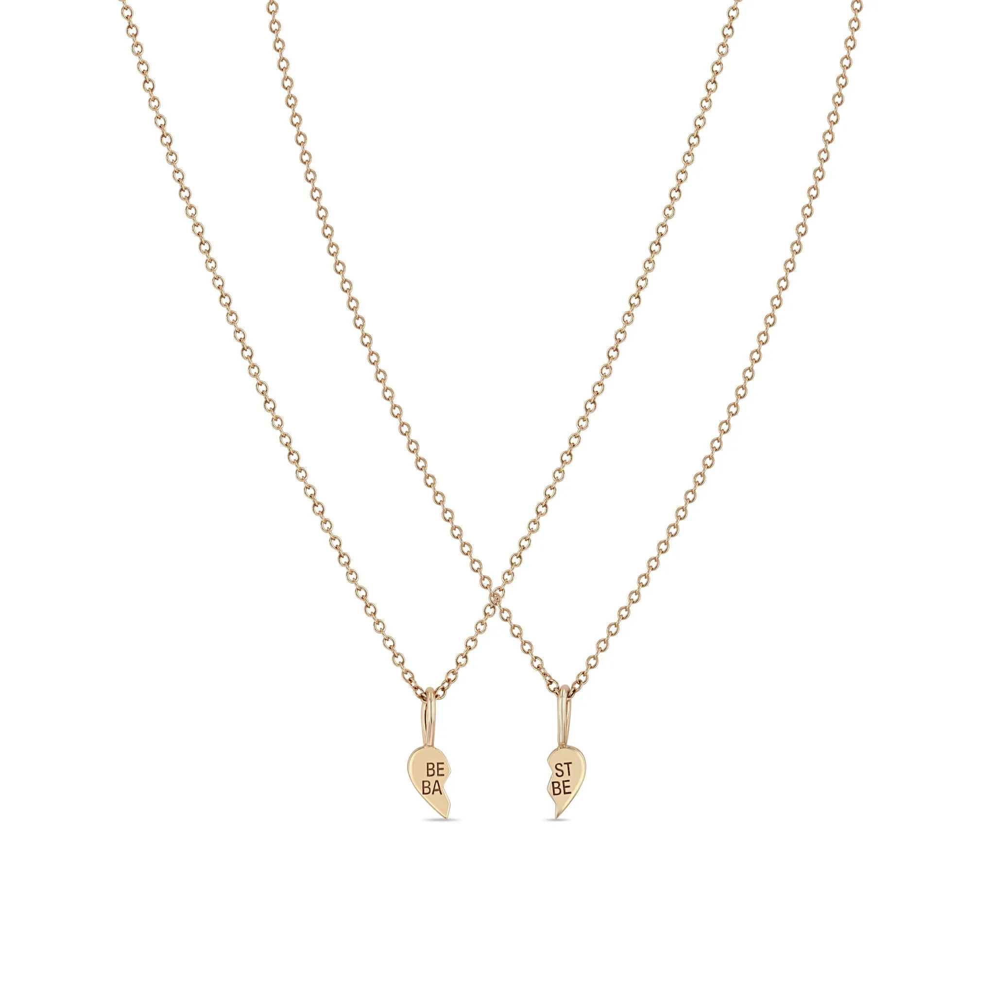 14k Itty Bitty BEST BABE Necklace Set
