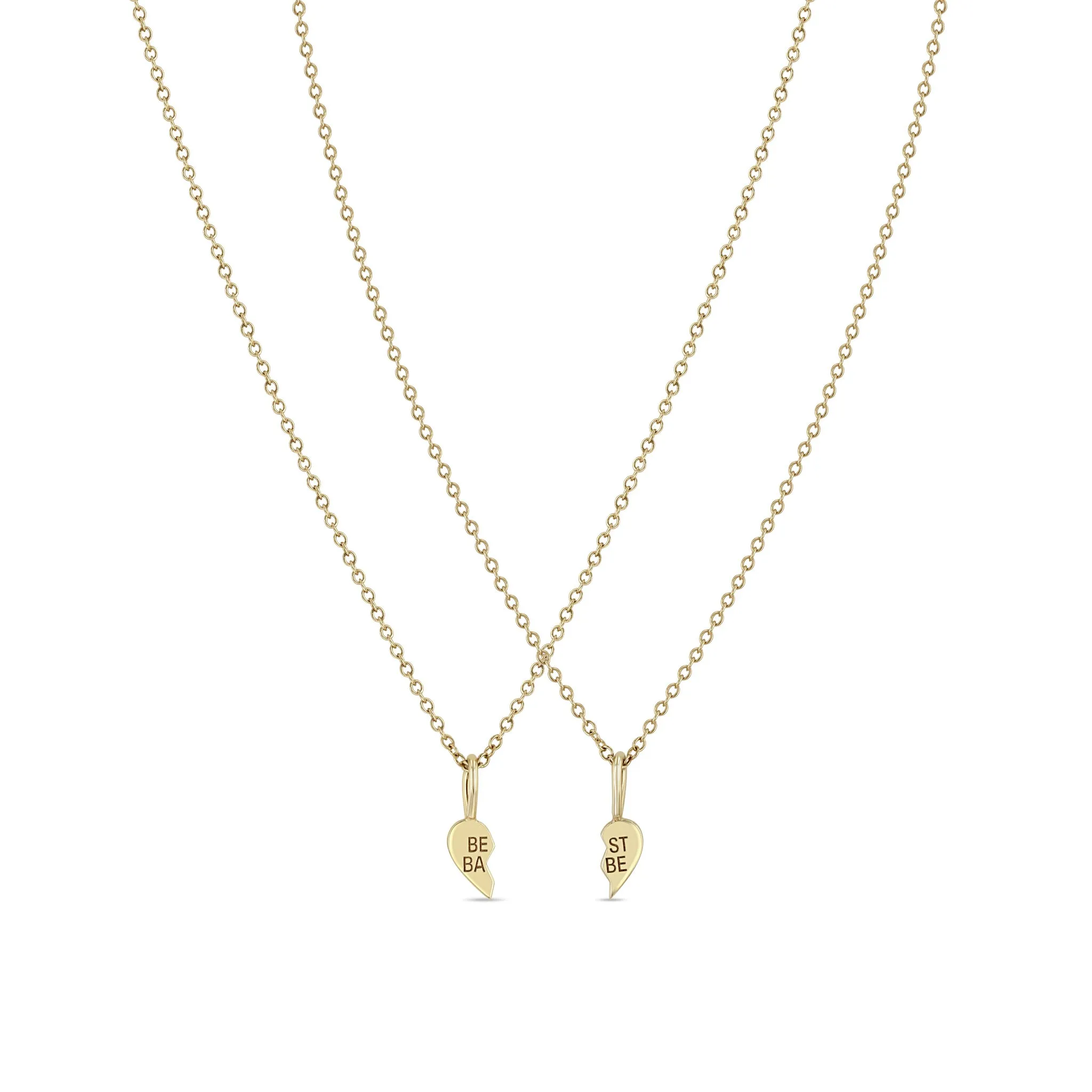 14k Itty Bitty BEST BABE Necklace Set