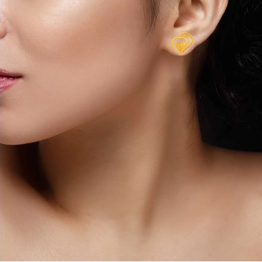 14k Tripple Hearts Solid Gold Earrings