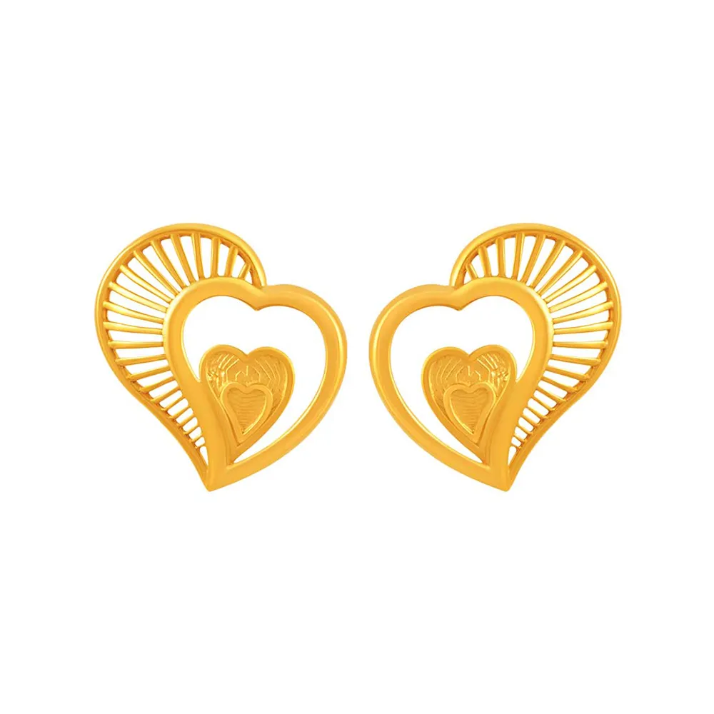 14k Tripple Hearts Solid Gold Earrings