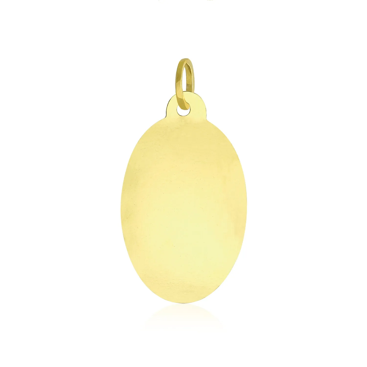 14K Yellow Gold Guardian Angel Oval Medal Pendant Necklace (No Chain)
