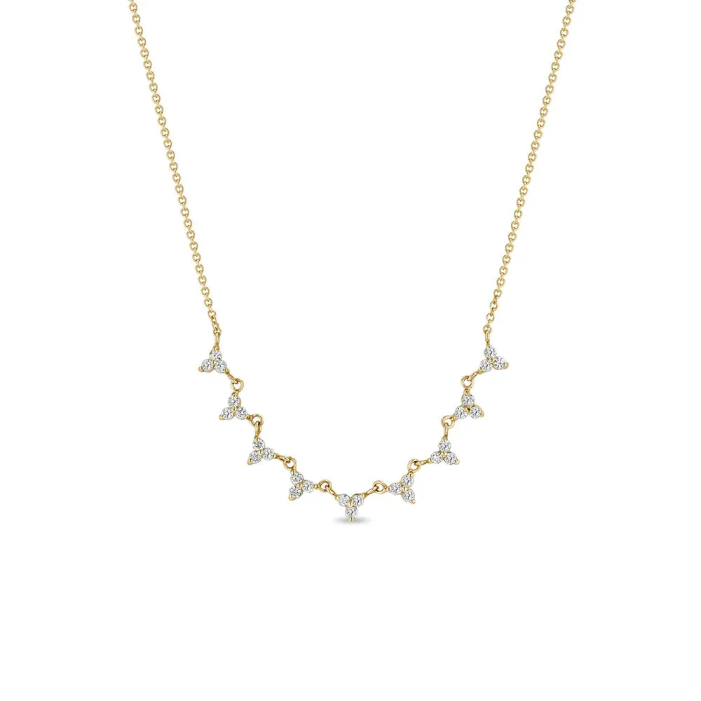 14KY 9 Linked Diamond Trio Necklace
