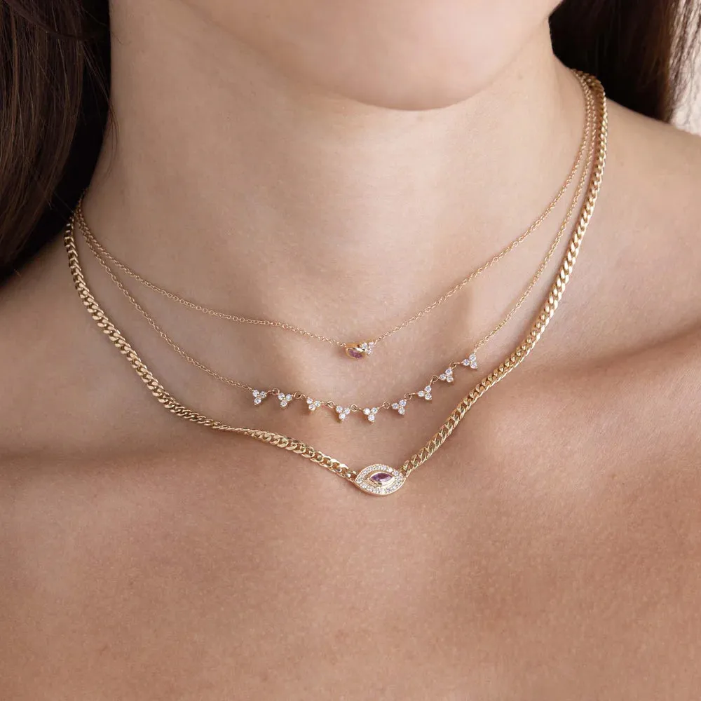 14KY 9 Linked Diamond Trio Necklace