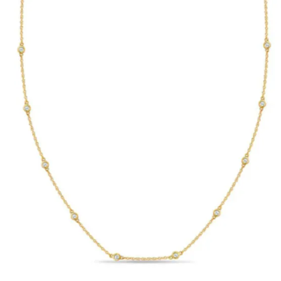 14KY Bezel Station Necklace