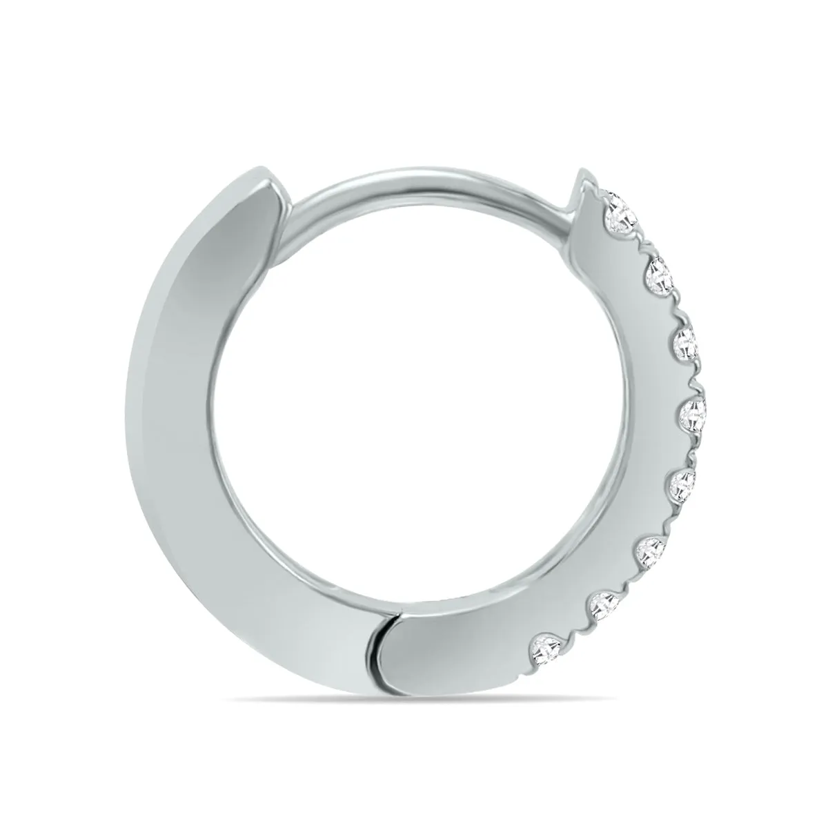 1/5 Carat TW Small Diamond Huggie Hoop Earrings in 10K White Gold