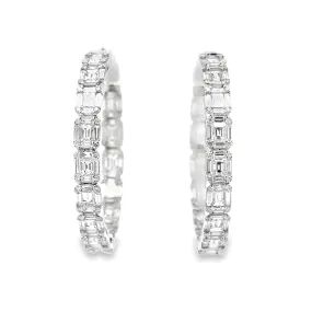 18K White Gold Inside-Out Diamond Cluster Hoop Earrings