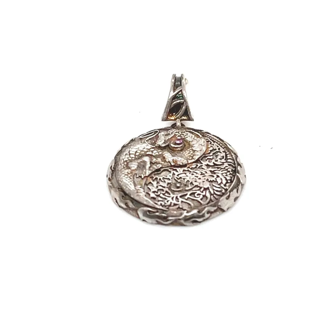 18kt White Gold Large Dragon Yin Yang
