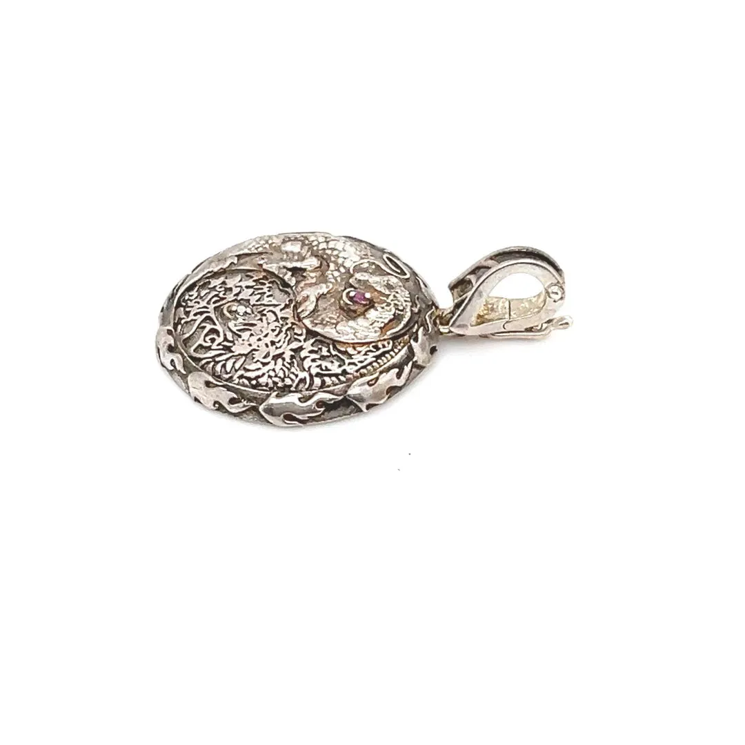 18kt White Gold Large Dragon Yin Yang