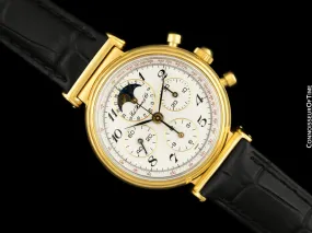 1985 Ed Heuer Mens Rare 125th Anniversary Ref. 188.215 Moon Phase "Golden Hours" Chronograph - 18K Gold Plated & Stainless Steel