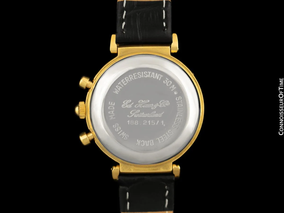 1985 Ed Heuer Mens Rare 125th Anniversary Ref. 188.215 Moon Phase "Golden Hours" Chronograph - 18K Gold Plated & Stainless Steel