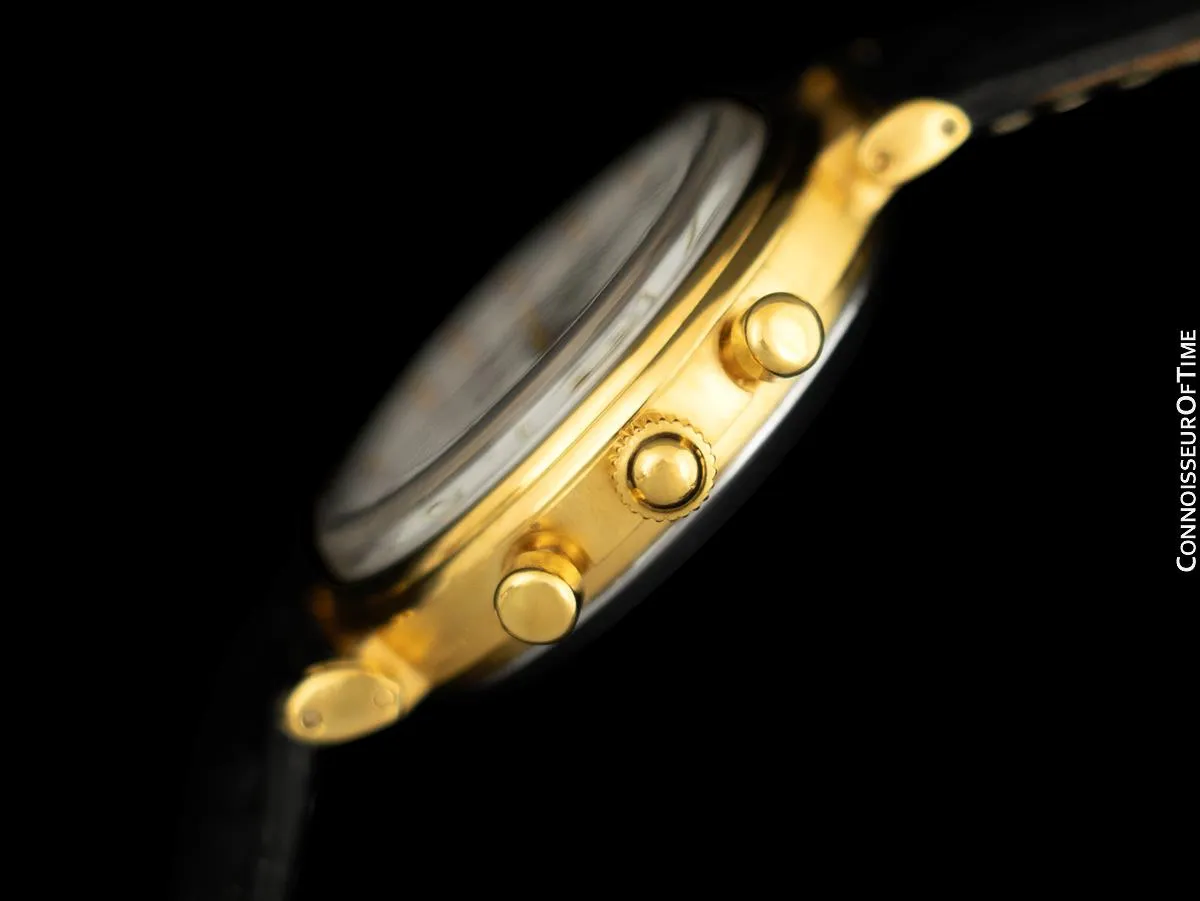 1985 Ed Heuer Mens Rare 125th Anniversary Ref. 188.215 Moon Phase "Golden Hours" Chronograph - 18K Gold Plated & Stainless Steel