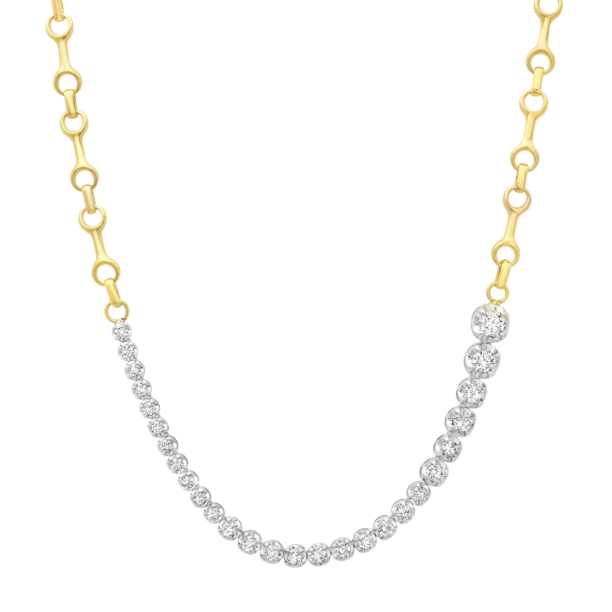 2.97 Ascending Diamonds Tennis Necklace on 15 MM Double Beam Chain