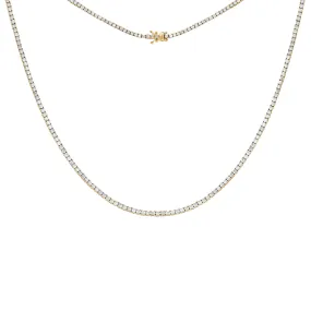 3 Carat Diamond Four Prong Tennis Necklace 14K