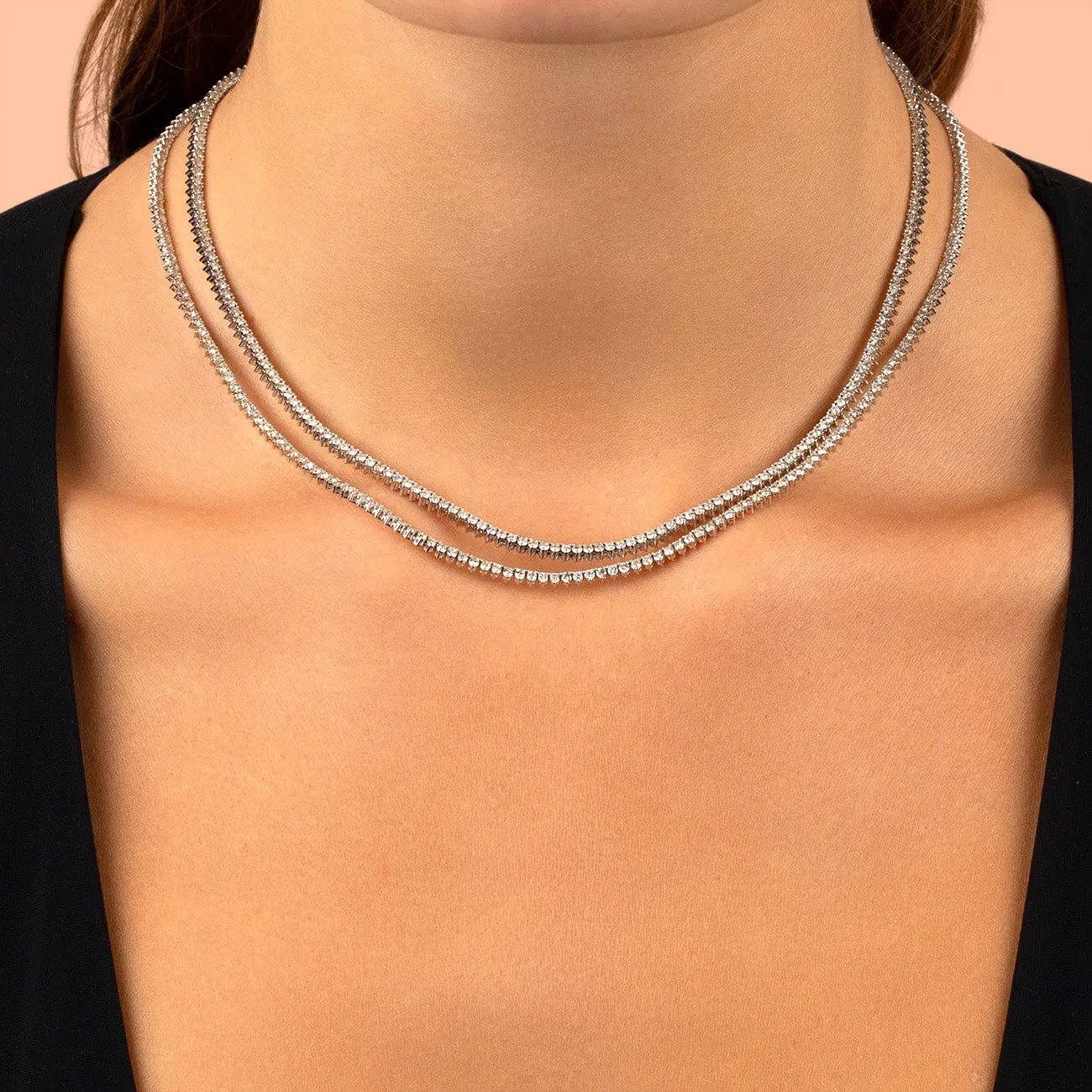 3 Carat Diamond Four Prong Tennis Necklace 14K