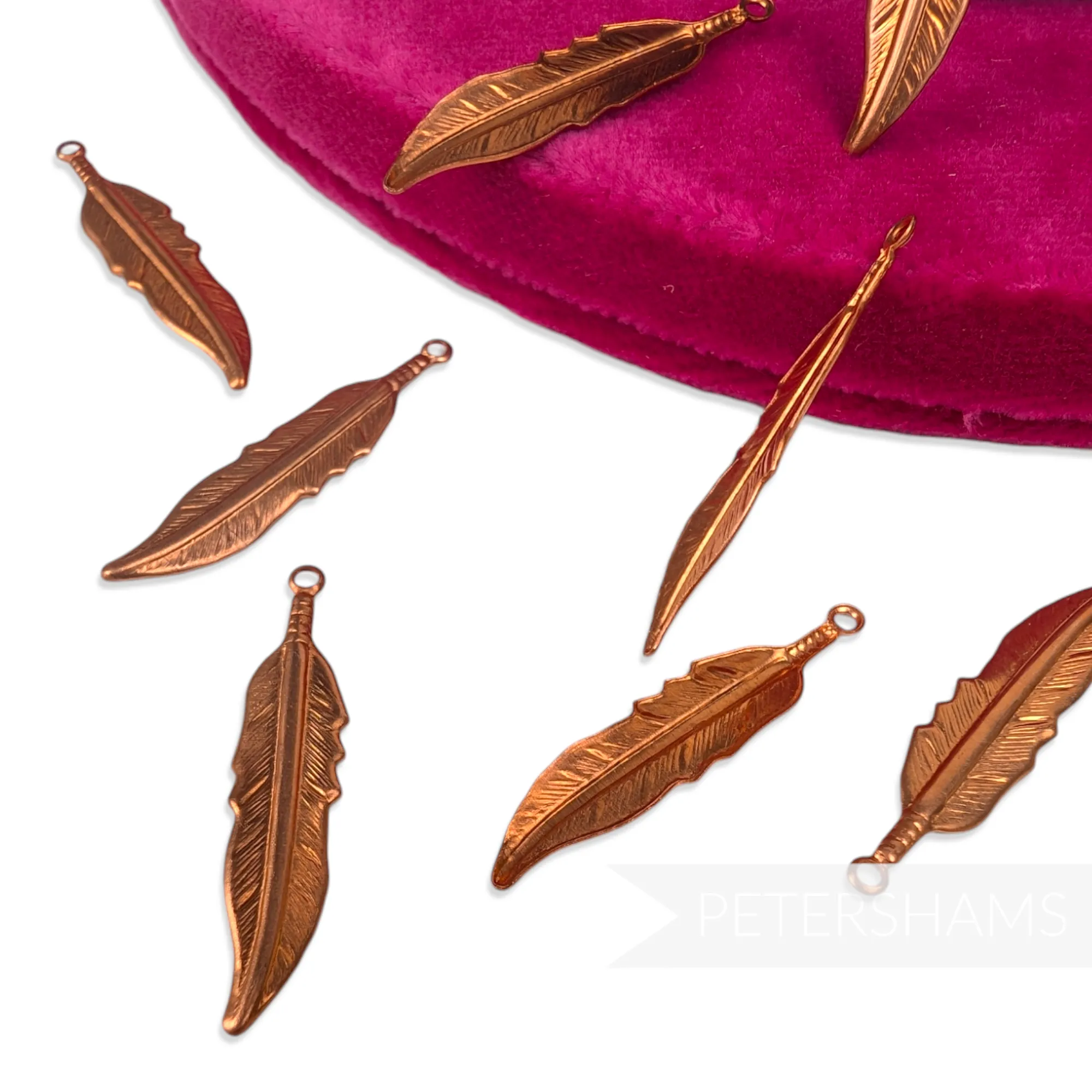 35mm Vintage 1990's Copper Feathers - 12 Pieces