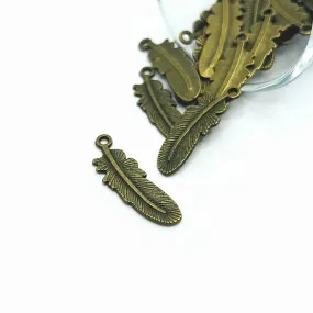 4, 20 or 50 Pieces: Bronze Feather Charms