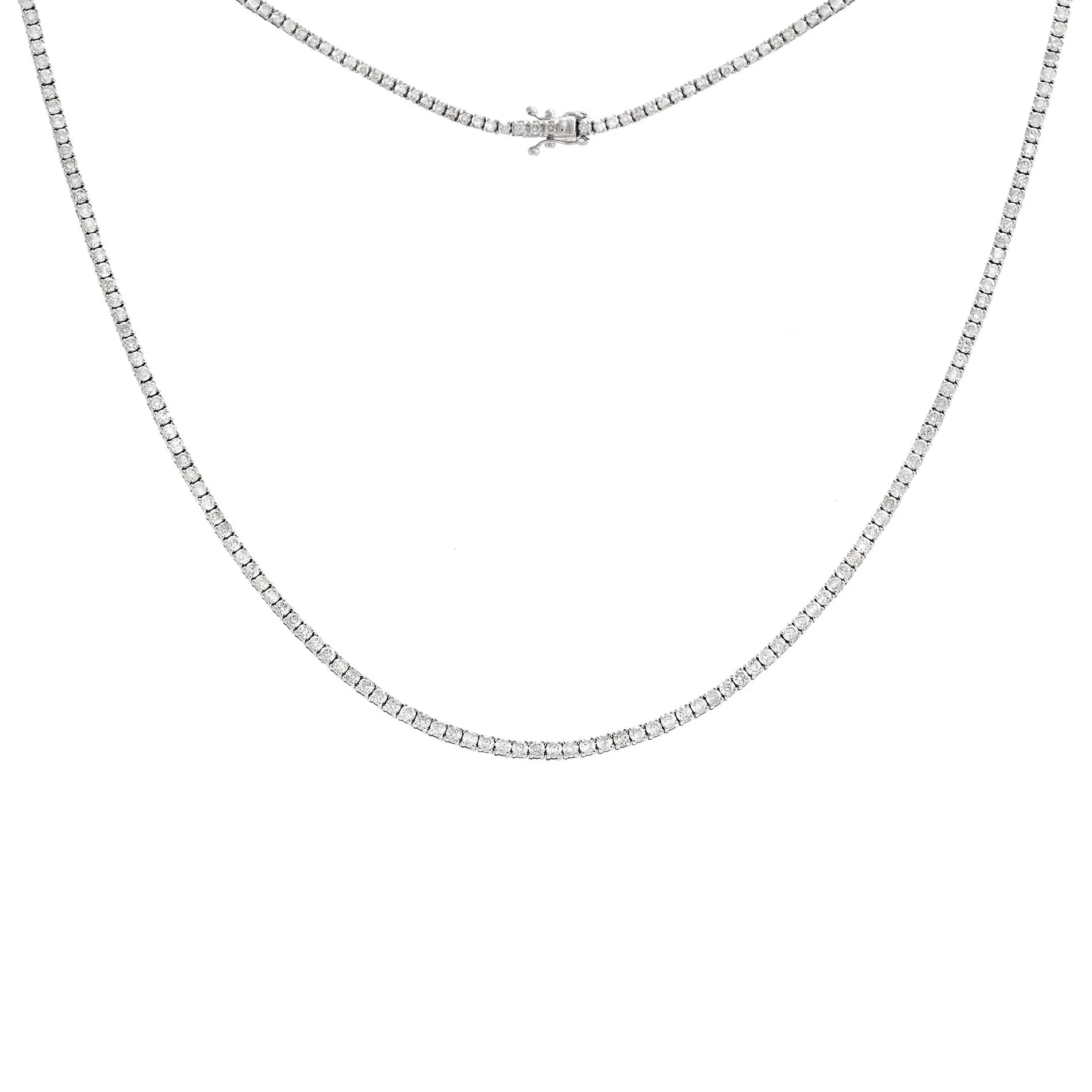 5 Carat Diamond Four Prong Tennis Necklace 14K