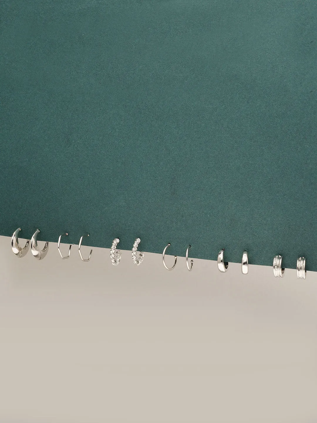 6 pack small silver hoops Earrings