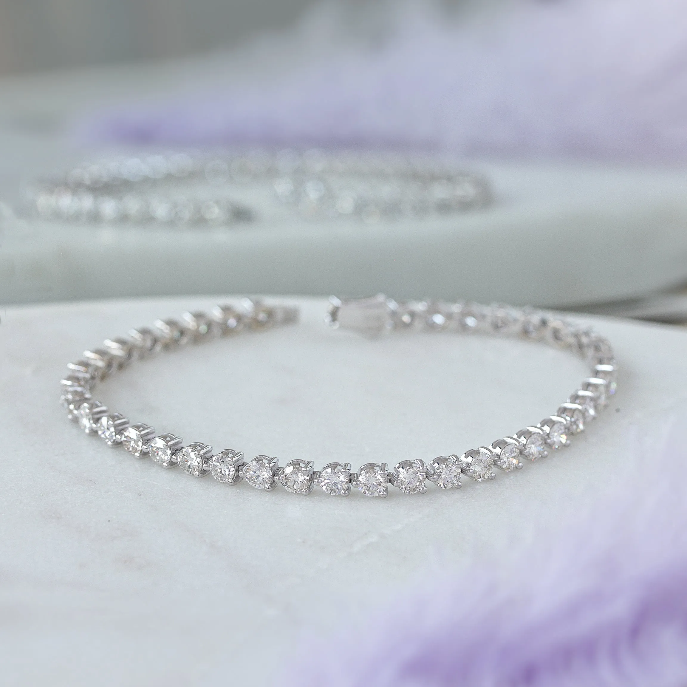7ct Three Prong Floating Diamonds Tennis Bracelet