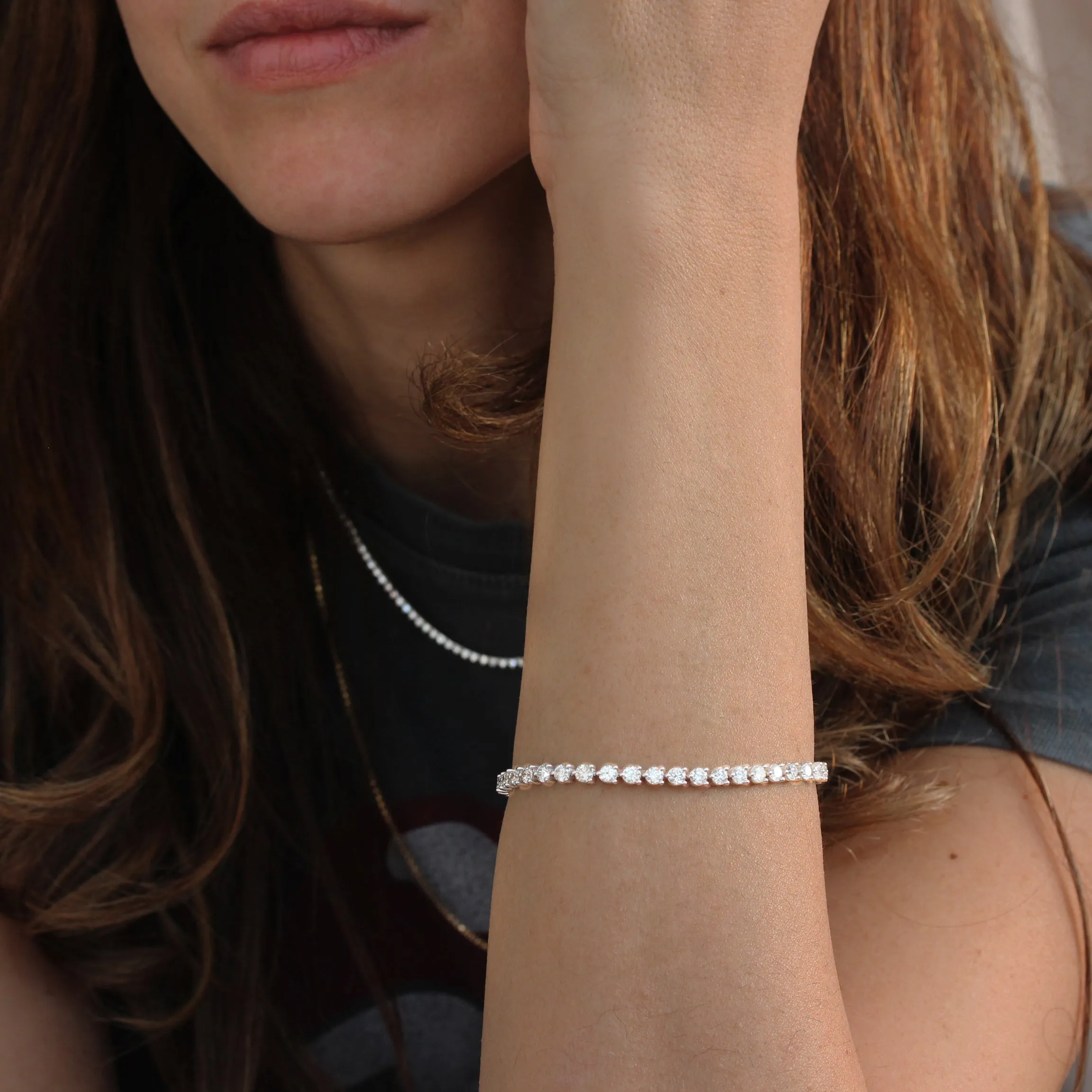 7ct Three Prong Floating Diamonds Tennis Bracelet