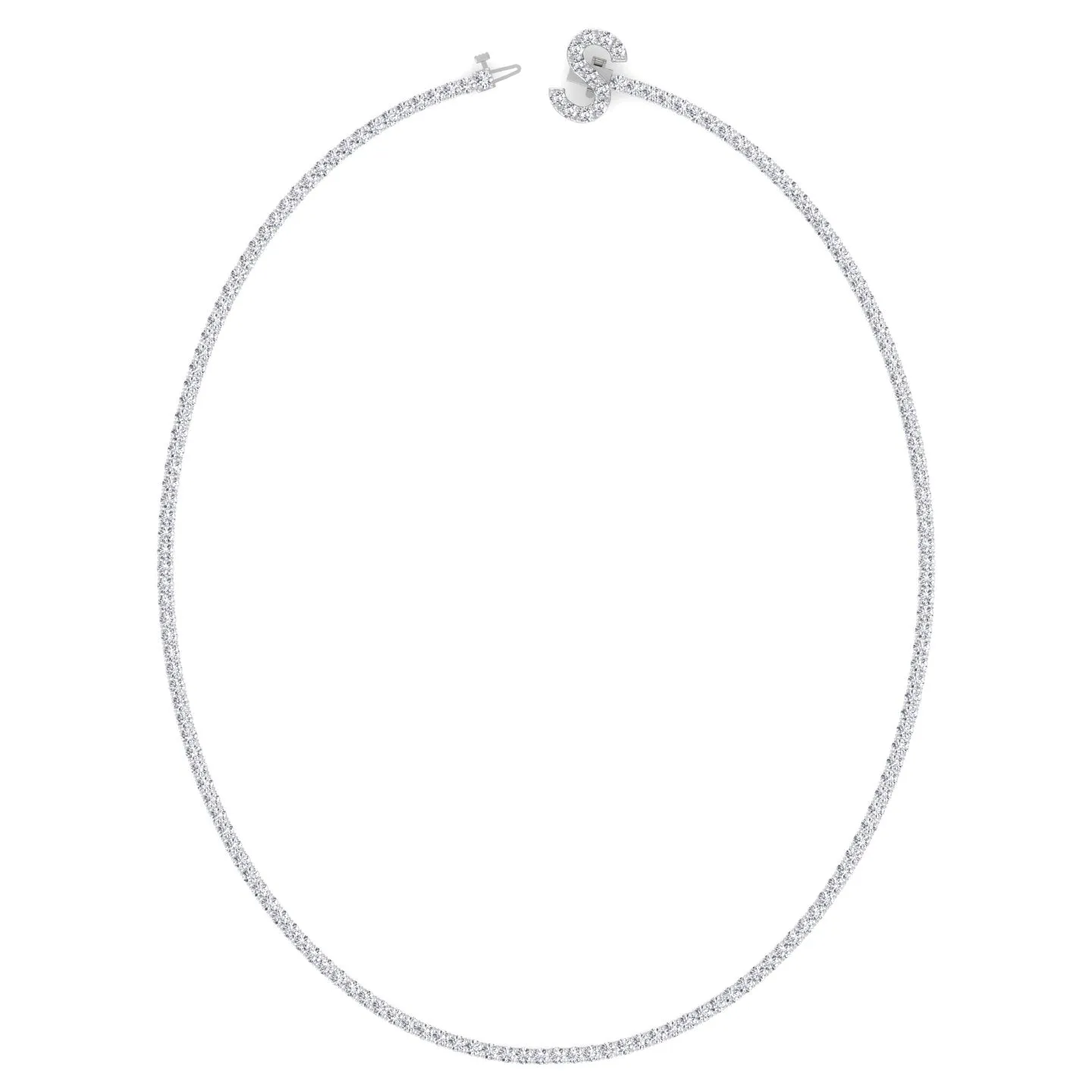 8CT Custom Initial Natural Diamond Tennis Necklace