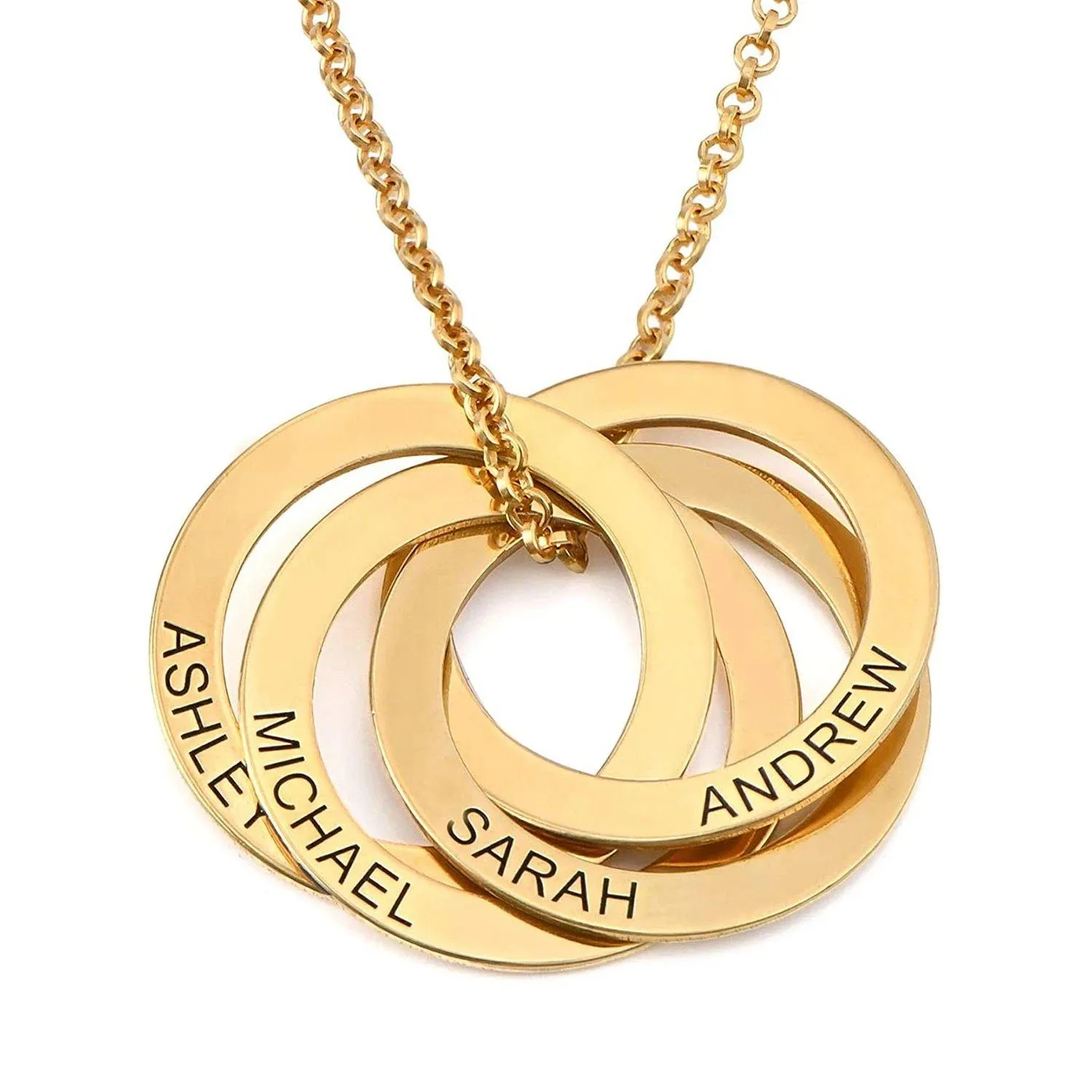 925 Sterling Silver Ring Circle Custom Engraved Name Necklace, Gift For Mom