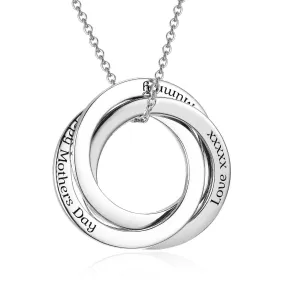 925 Sterling Silver Ring Circle Custom Engraved Name Necklace, Gift For Mom