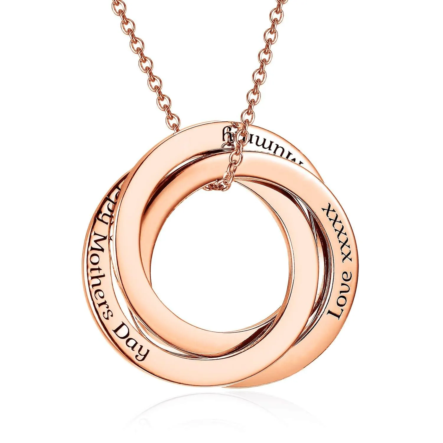 925 Sterling Silver Ring Circle Custom Engraved Name Necklace, Gift For Mom