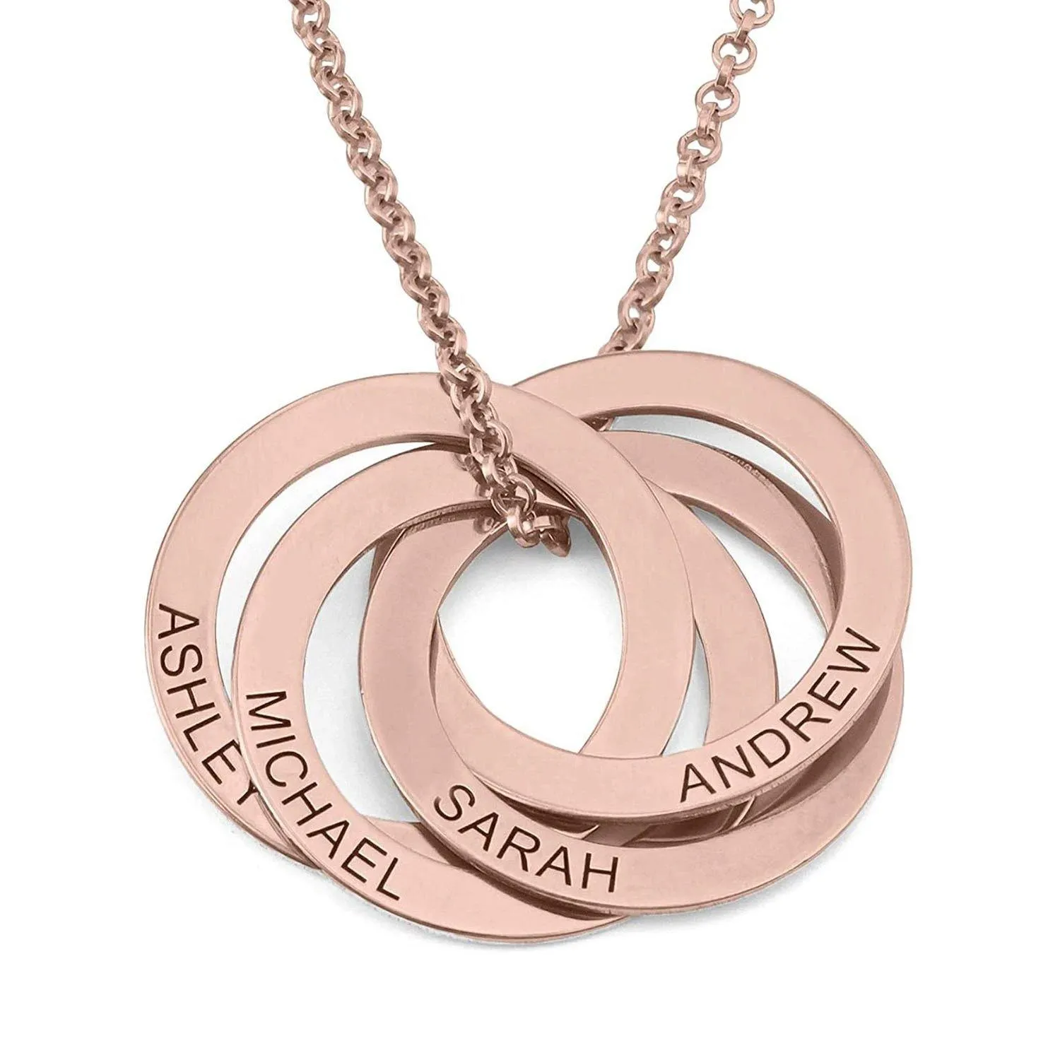 925 Sterling Silver Ring Circle Custom Engraved Name Necklace, Gift For Mom
