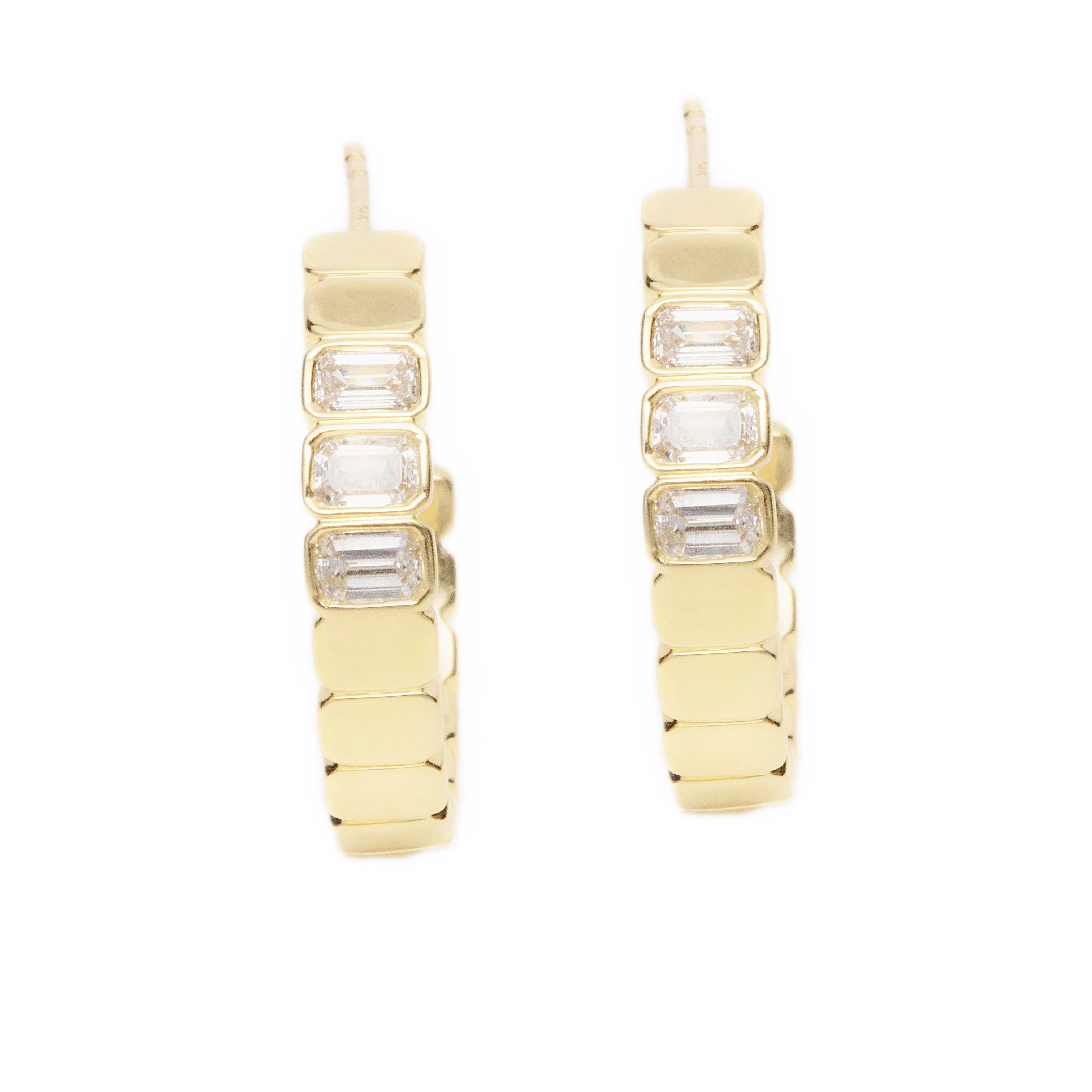 .92ct 14k Yellow Gold Diamond Hoops
