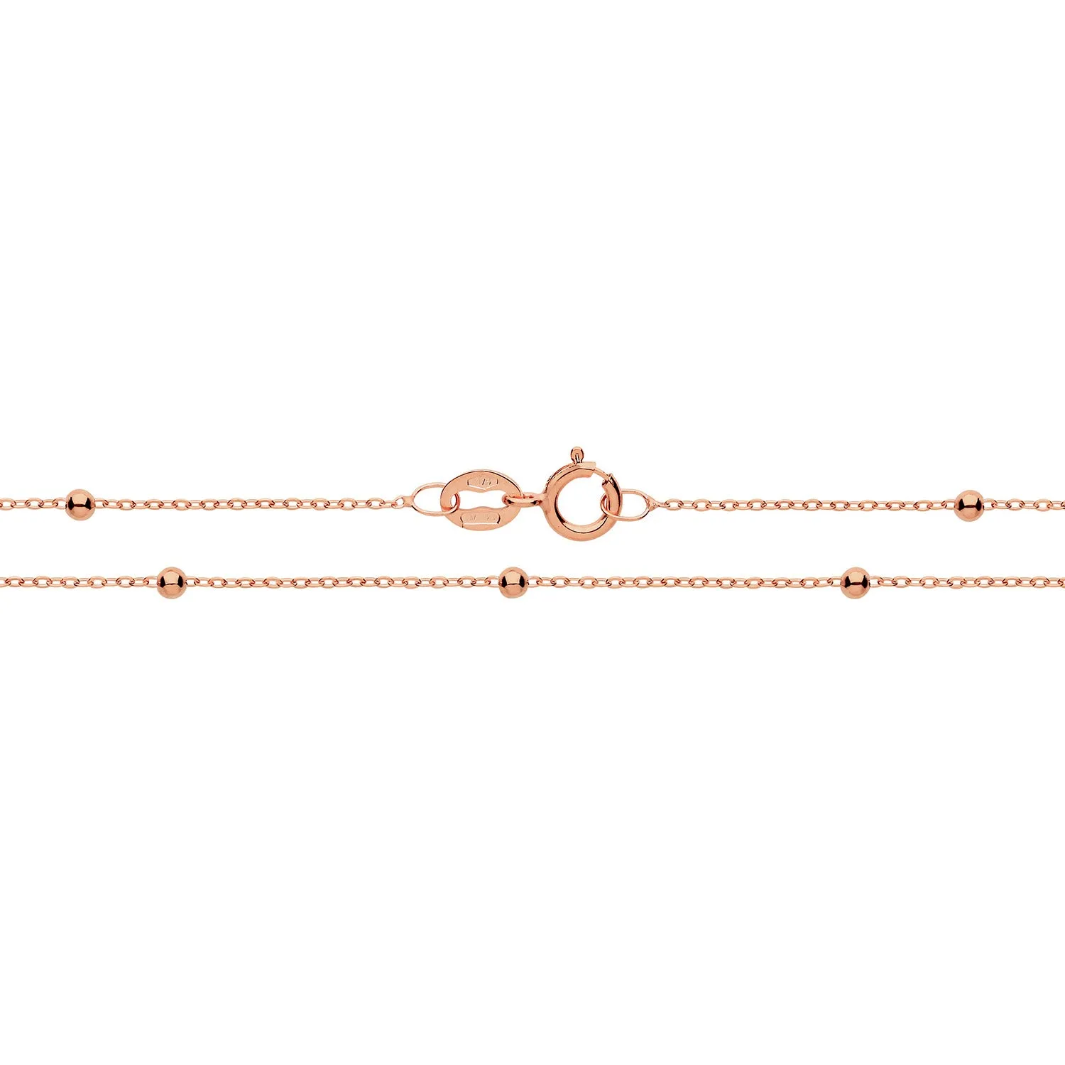 9CT ROSE GOLD FLAT TRACE AND BEAD CHAIN
