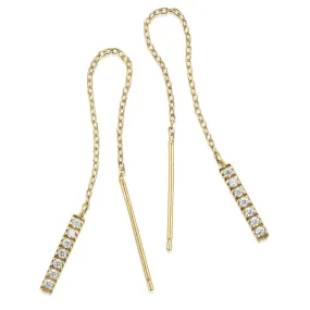 9ct Yellow Gold Silver Filled Cubic Zirconia Threader Earrings