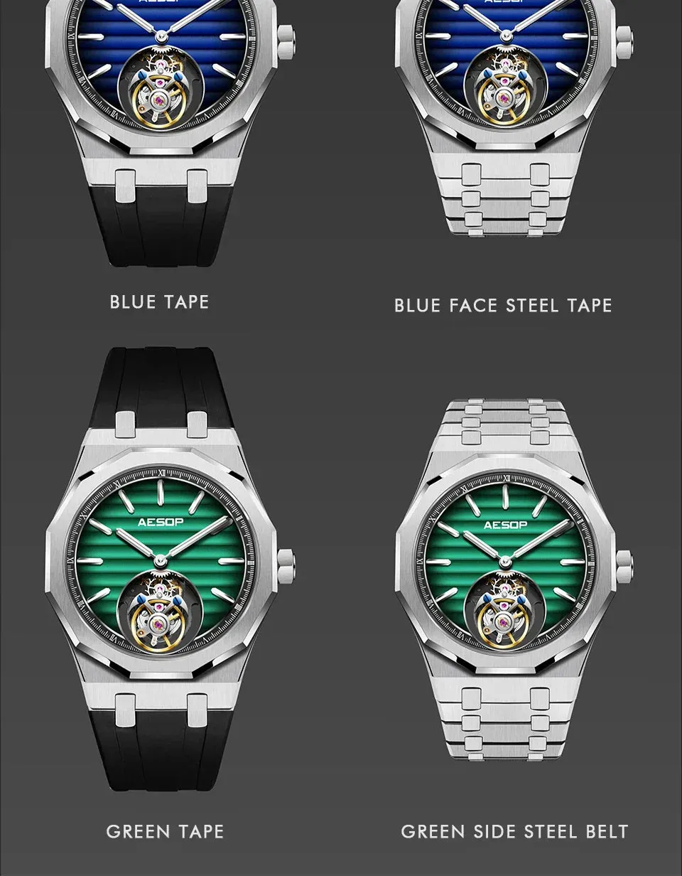 AESOP Flying Tourbillon Mechanical Skeleton Watch For Man.