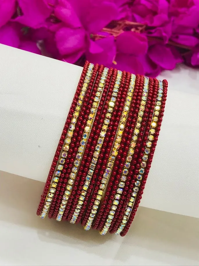 Alluring Red Color Stone Design Bangles For Women