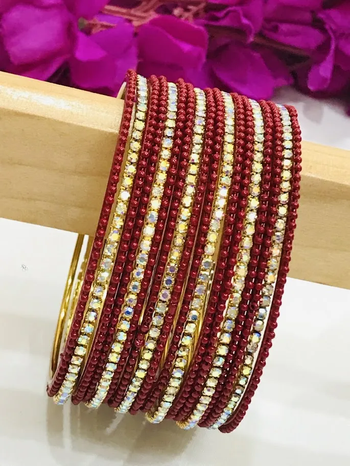 Alluring Red Color Stone Design Bangles For Women