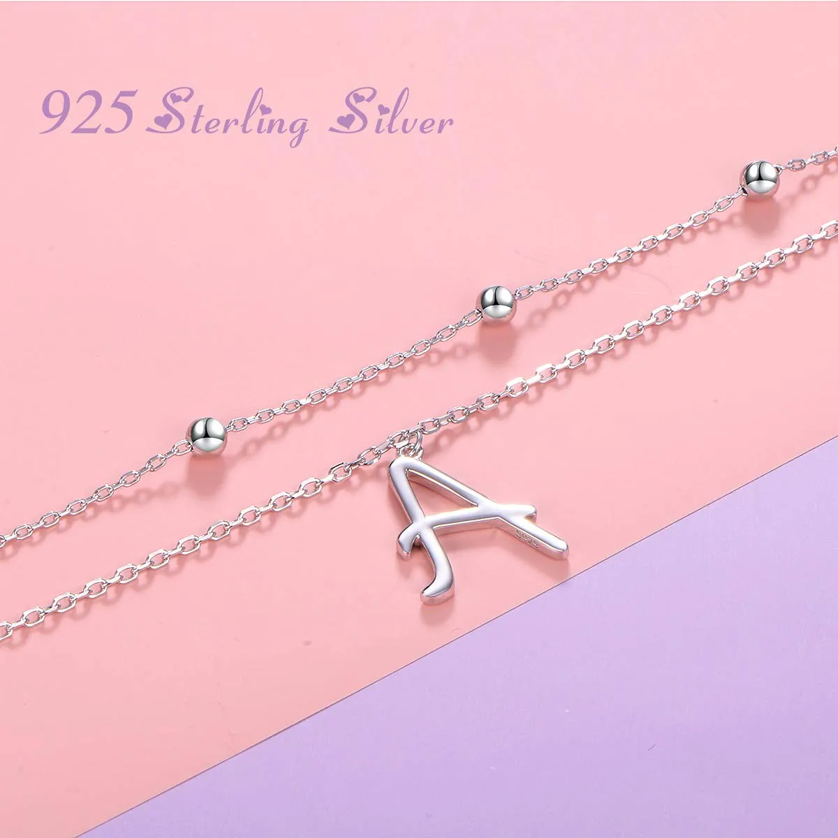 Anklet for Women S925 Sterling Silver Adjustable Foot Ankle Bracelet with Initials Anklets for Girls Initial A