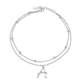 Anklet for Women S925 Sterling Silver Adjustable Foot Ankle Bracelet with Initials Anklets for Girls Initial A