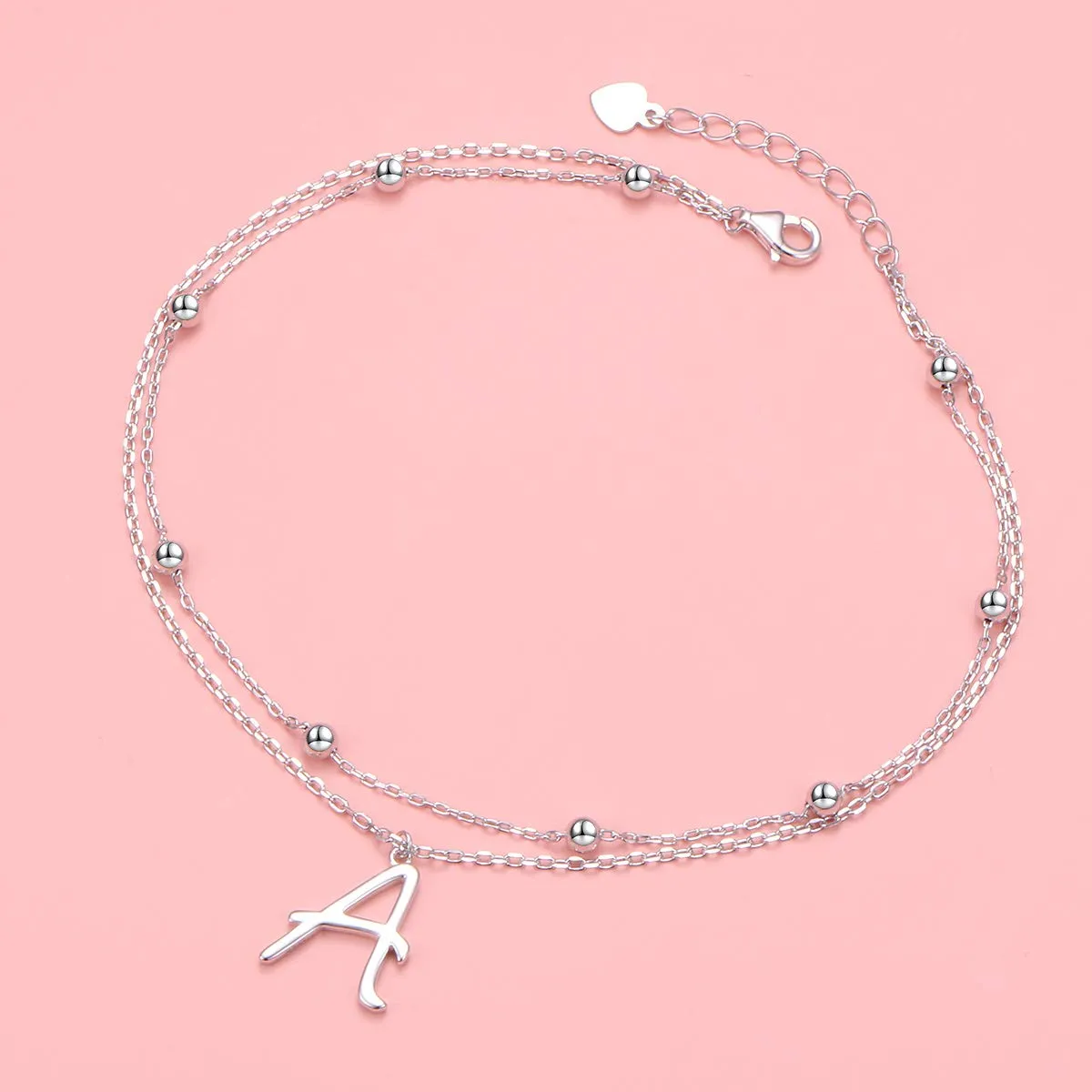 Anklet for Women S925 Sterling Silver Adjustable Foot Ankle Bracelet with Initials Anklets for Girls Initial A