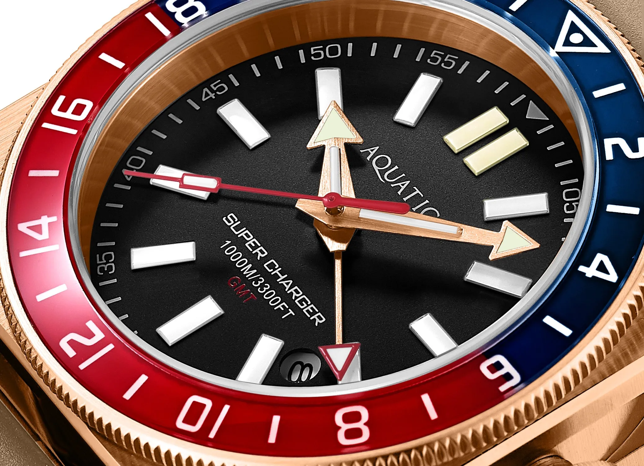 Aquatico Super Charger GMT Watch (Black Dial Pepsi Bezel)