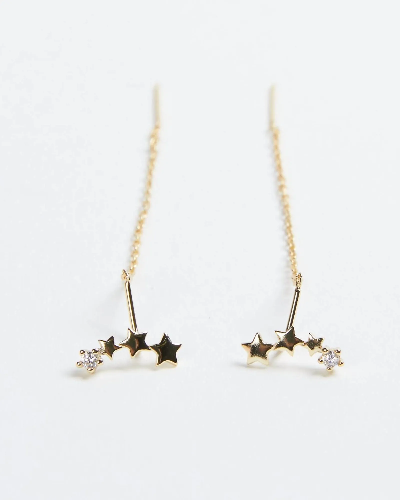 Arya Gold-Plated Star Threader Earrings in Gold | Gold