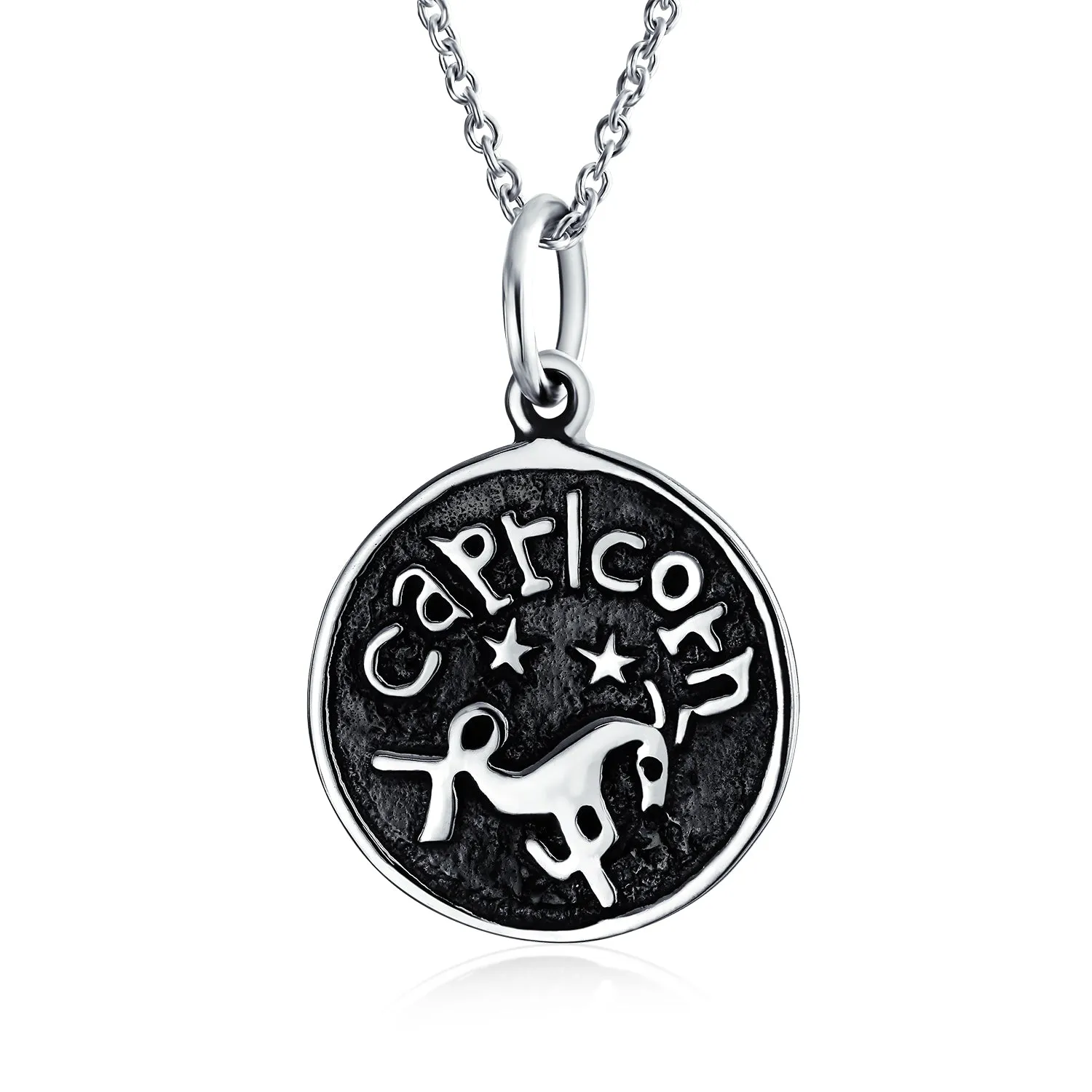Astrology Constellation Pendant Necklace in Oxidized Sterling Silver Zodiac Medallion